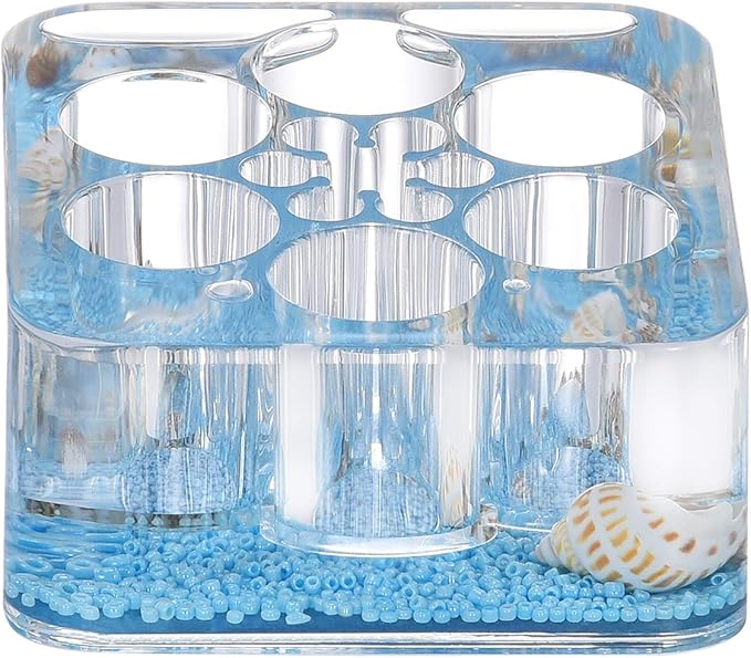 Locco Decor Acrylic Liquid 3D Floating Motion Square Lipstick Brush Makeup Holder Organizer Conch