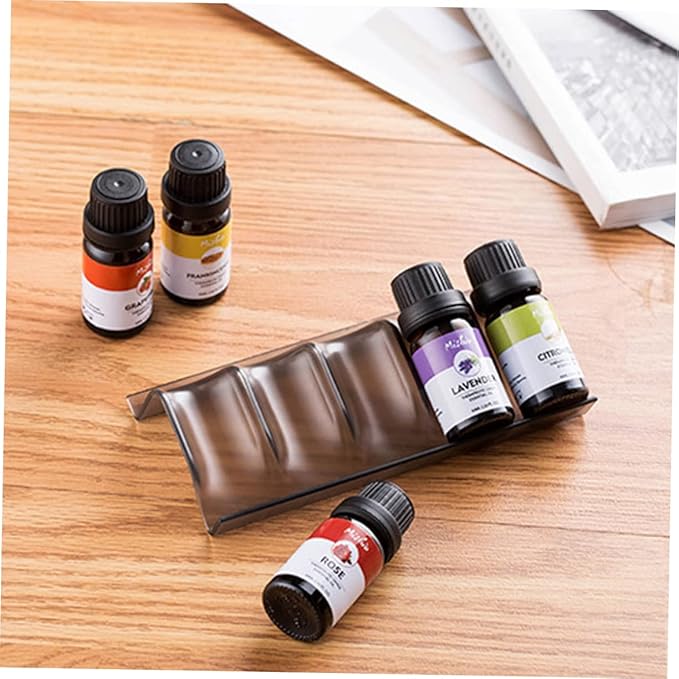 5pcs Essential Oil Bottle Storage Rack Slot Drawer Organizer Stackable Plastic Holder for Household Use for Desktop Nightstands Black