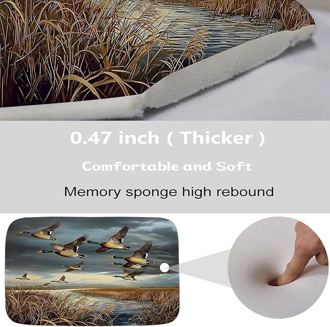 Rustic Wild Ducks Hunting FlyingBathroom Sets with Shower Curtain and 20 x 31 Rugs Bathroom Accessories Sets Decor with Bath Rug, Bath Mat, U-Shaped Contour and Hooks 72 x 72 Inch Brown and Teal