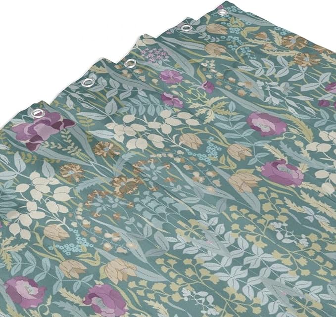 Vintage Botanical Shower Curtain William Morris Designs Green Jungle Fruit Print Shower Curtain Set Polyester Interior Waterproof Shower Curtain with 12 Hooks 72x84 Inches(183x214cm)