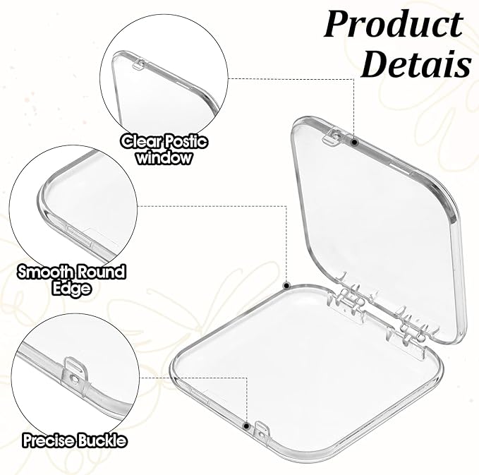 6pcs Press on Nail Storage Box with 1 Sheet Adhesive Double Sided Tape Acrylic Nail Display Box for Fake Nail Storage Cases Nail Display Nail Salon Supplies Nail Art