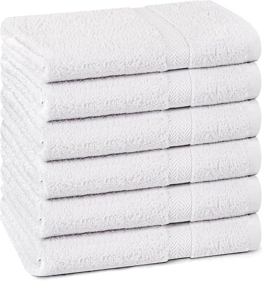 Towel and Linen Mart 100% Cotton White 6 Pack Bath Towel Set, Quick Dry, Super Absorbent, Light Weight, Soft Feel for Hotel, Spa and Bathroom (27 X 54) (White, 27 x 54 6 Pack)