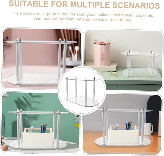 Healifty Stylish Multi Storage Rack for Cosmetics Removable Countertop Organizer Transparent Space Saving Display Shelf for Bathroom and Kitchen Compact Design for Tidy Living