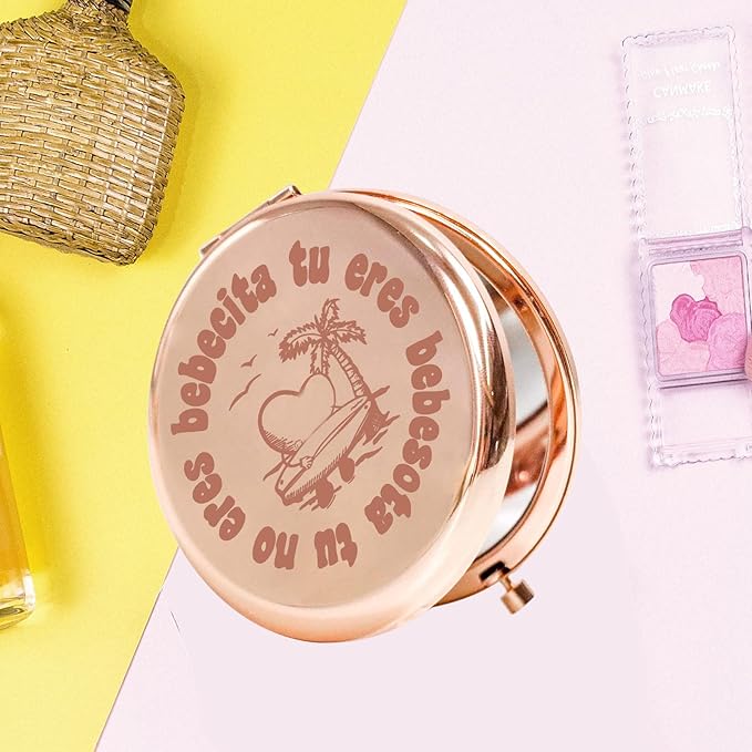 KEYCHIN Tu No Eres Bebecita Eres Bebesota Pocket Mirror Latin Music Fans Gifts Latin Song Lyric Compact Makeup Mirror (Tu No Eres-RG)