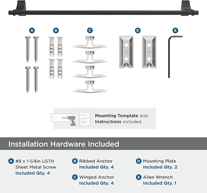 Amerock BH36054MB | Matte Black Towel Bar | 24 in (610 mm) Towel Rack | Davenport | Bathroom Towel Holder | Bathroom Hardware | Bath Accessories