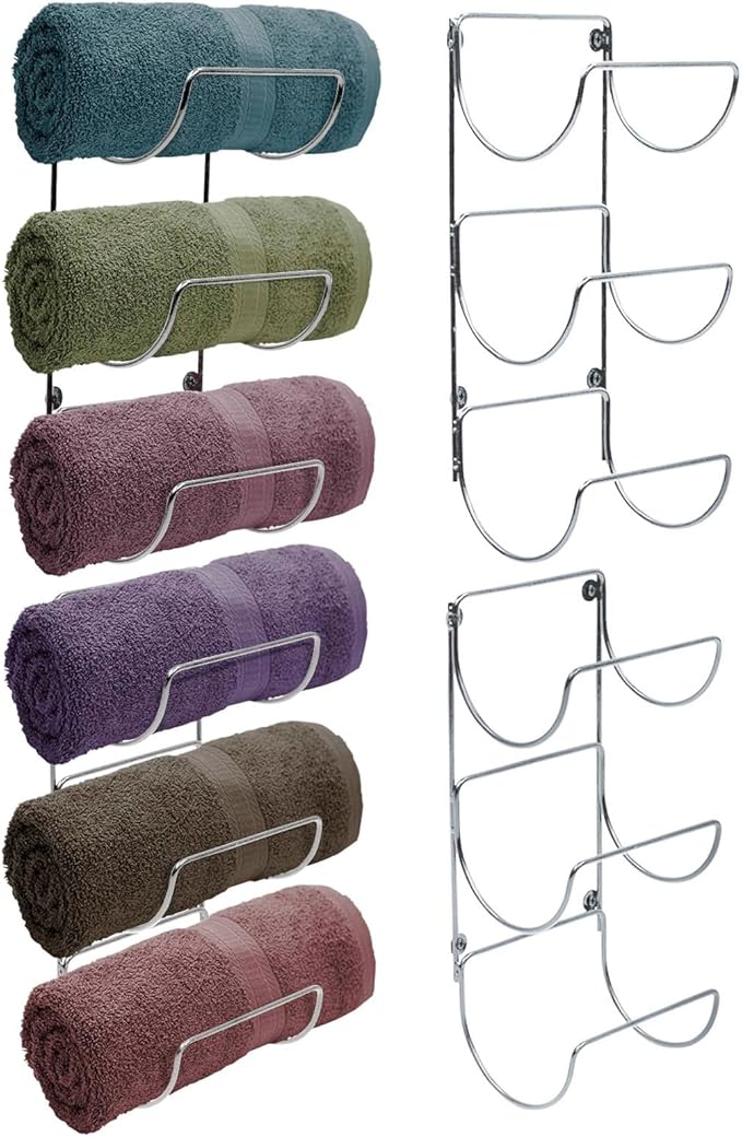 Sorbus Bathroom Wall Mounted Towel Rack - 12 Level Shelves for Rolled Towels, Washcloths, Linen - Spa, Salon & Towel Storage