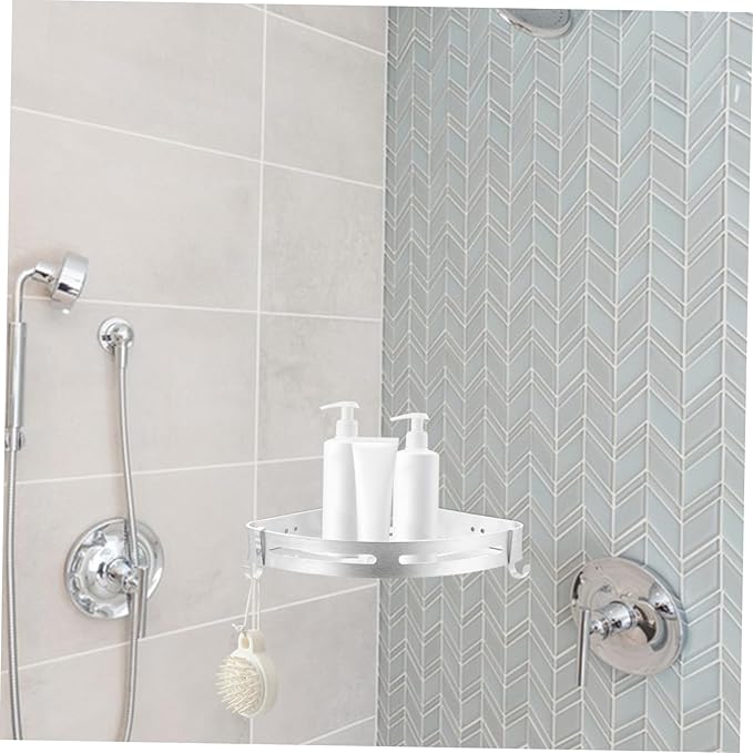 Healifty Punch Aluminum Storage Mounted Triangle Shelf for Bathroom Kitchen Silver Design for Space Saving Organization Stylish Home Decor