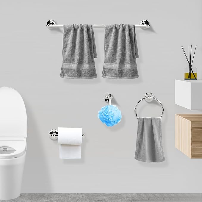 4 Piece Chrome Bathroom Hardware Accessories Set,Towel bar Set 23.6 Inch Towel Bar Set,Towel Rack Set,Bathroom Towel Holder Set
