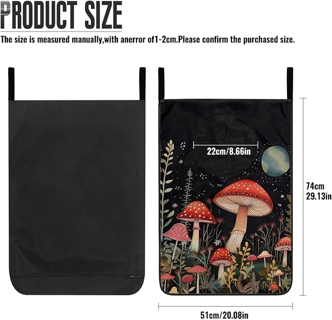 ZFRXIGN Mushroom Over The Door Hamper Moon Night Hanging Laundry Bag Galaxy Star Laundry Basket Dirty Clothes Hamper Storage for Bathroom, Bedroom, Dorm Space Saving Closet Hampers