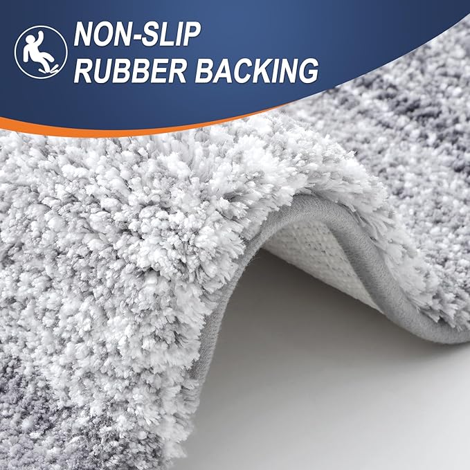 OLANLY Bathroom Runner Rugs 47x17, Extra Soft Absorbent Microfiber Bath Rugs, Rubber Backing, Quick Dry, Washable Bath Mats for Bathroom Floor, Tub and Shower, Home Decor Accessories, Light Grey