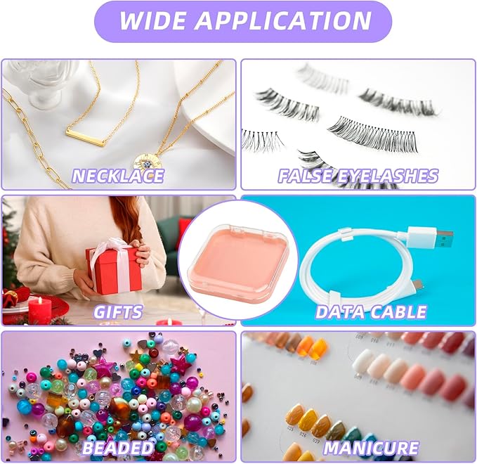 6PCS Nail Boxes for Press Ons, Acrylic Press on Nails Storage Box for Manicurist, Nail Packaging Box with 30 PCS Adhesive Double Sided Tape, Acrylic Fake Nail Display Box, Artificial False Nail Box