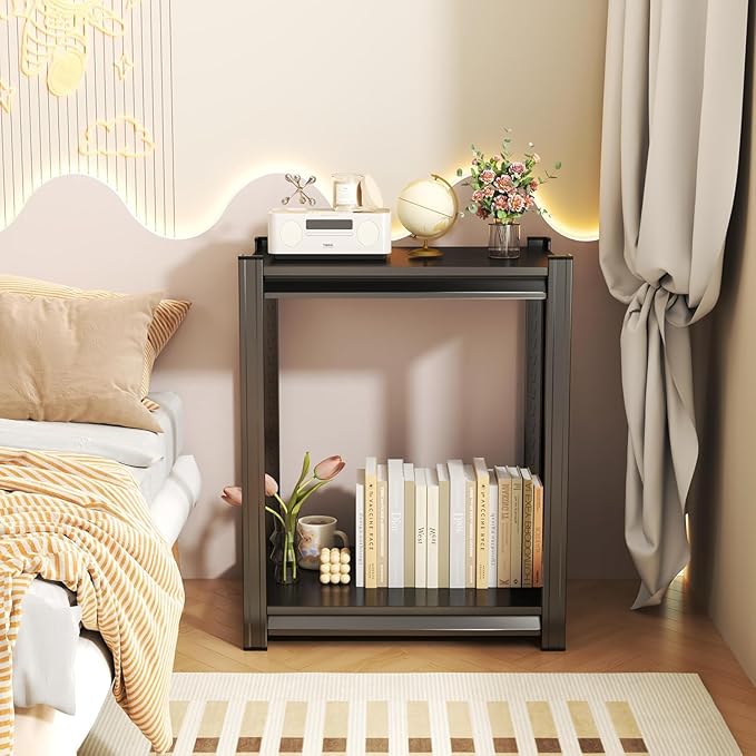 2-Tier Bathroom Storage Shelves, Adjustable Bathroom Organizers and Storage Stand, Heavy Duty Metal Shelving Unit , Classic Open Floor Utility Shelf for Laundry ,Kitchen,Living Room (10"D*16"W*22"H)