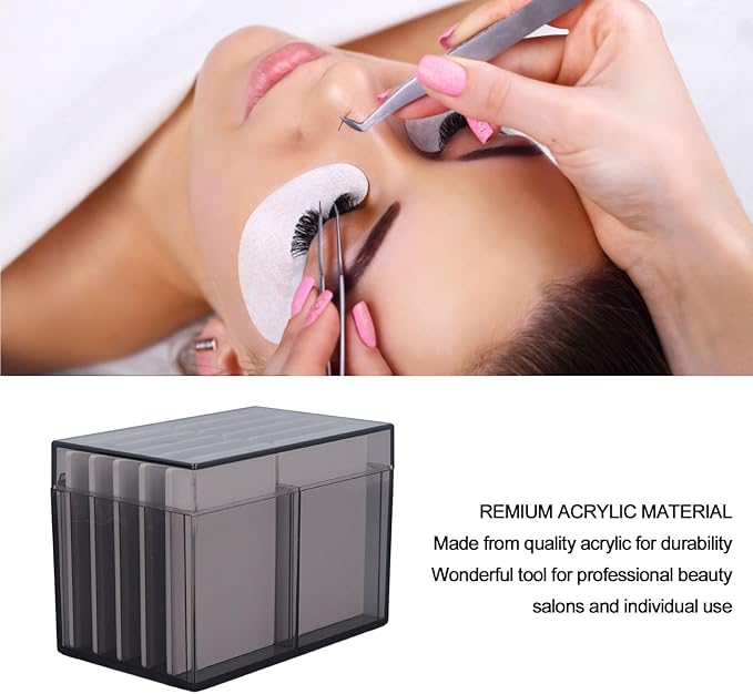 Eyelash Box Eyelash Extension Storage Case Organizers, 10 Layers Acrylic Eyelash Storage Box with Magnetic Bottom, False Eyelashes Glue Pallet Holder Display, Lash Extension Grafting Tool (Tea