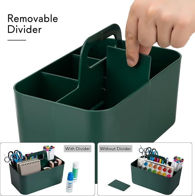Tiawudi 2 Pack Caddy Organizer with Handle, Portable Plastic Caddy, Storage Organization for Cleaning, Bath, Makeup, Art, Craft, Stationery, Classroom and Office, Tote Organizer