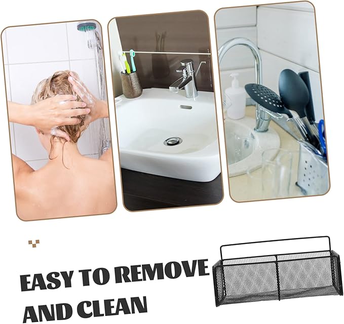 Mobestech 1Set No Drilling Bathroom Shelf Wall Mounted Rack Organizer for Makeup Shampoo Sturdy Storage for Bathroom Kitchen Easy Self Installation