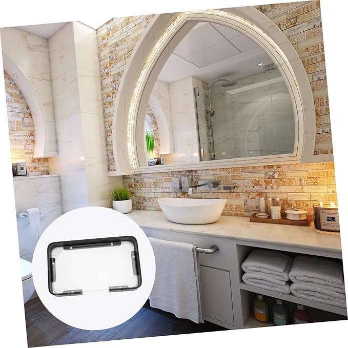 ULTECHNOVO Black Glass Bathroom Shelf Floating Wall Corner Rack Organizer for Shampoo and Cosmetics Easy Install Strong Bearing Storage for Neat Sink Area and Bathroom Decoration
