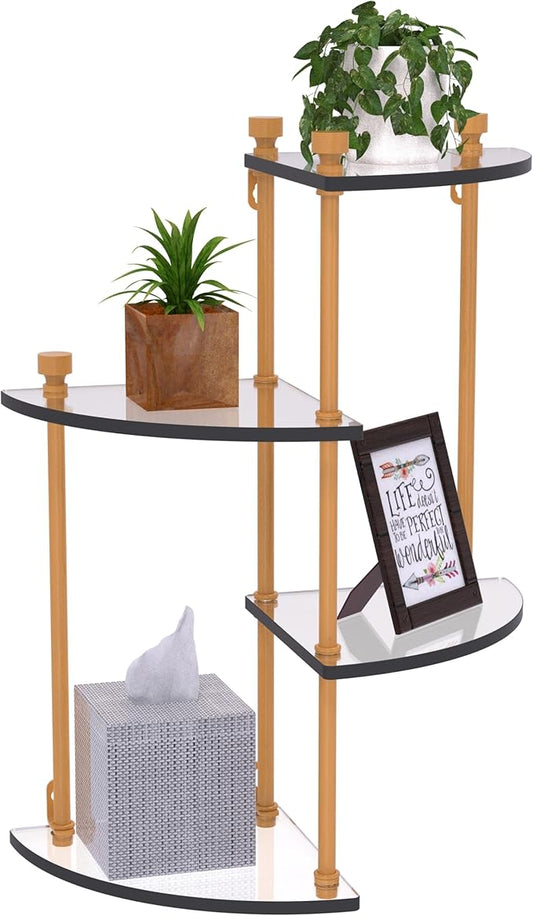 Allied Brass FT-4-GLY 4 Tier Glass Wall Shelf, Golden Yellow