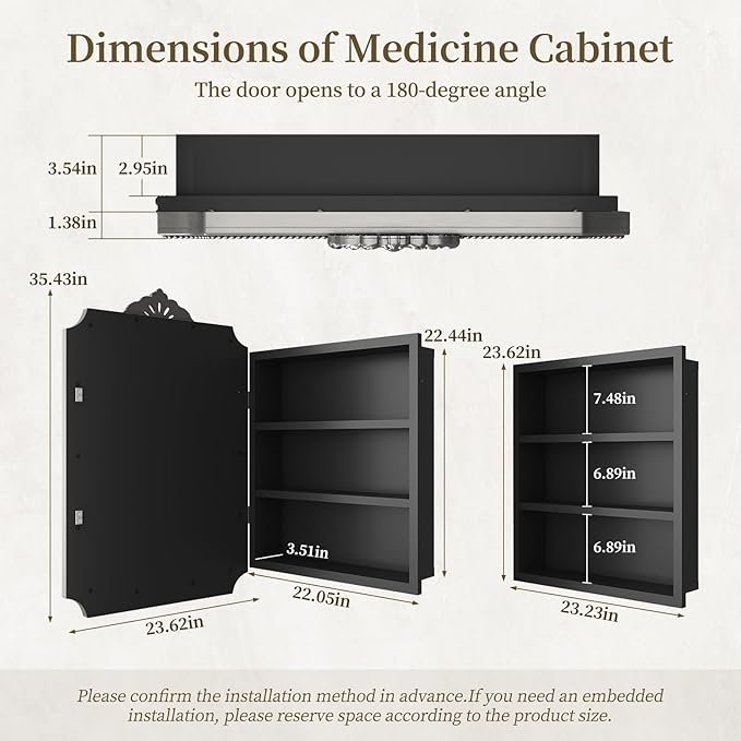 24x35 Inch Medicine Cabinets for Bathroom, Medicine Cabinet Mirror with Storage, All-Metal Frame, Sturdy & Heavy Shelves, Easy Assembly (Silver)