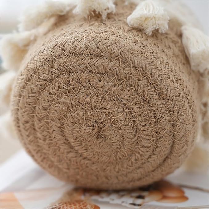 MSUIINT Macrame Makeup Brush Holder Organizer, Brushes Mini Storage Basket, Hand Woven Cotton Rope Basket, Boho Decor Baskets for Comb Cosmetics Pen Pencil Container (B)
