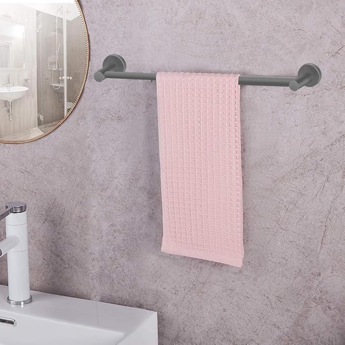 MGahyi Towel Racks for Bathroom-Adjustable Towel Holder(13.18inch-24inch) Sturdy and Rustproof Towel Bar Wall Mounted, Single Towel Bar Rod for Bathroom Accessories (Grey, 1Pack)