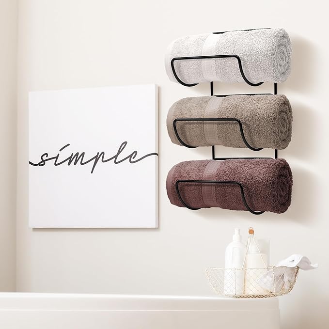Sorbus Towel Holder for Bathroom Wall - 12 Level Wall Mounted Towel Rack Shelves for Rolled Bath Towels, Washcloths, Linen - Hanging Towel Racks for Bathroom, Spa, Salon, Towel Storage Organizer