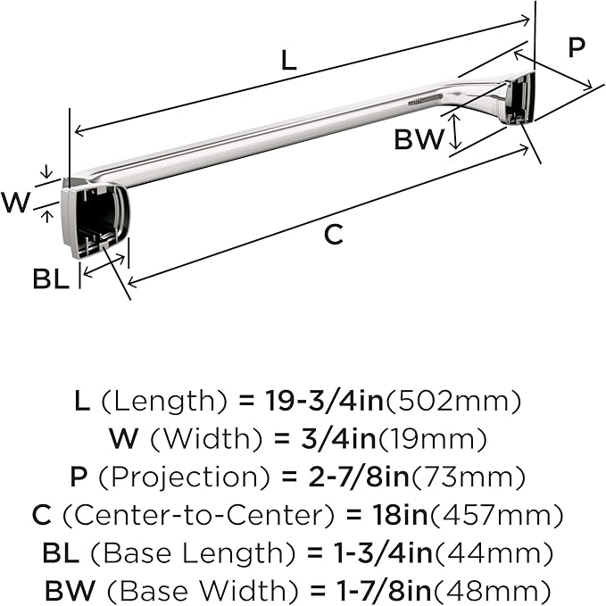 Amerock Revitalize Polished Nickel 18 inch (457mm) Towel Bar, BH36033PN