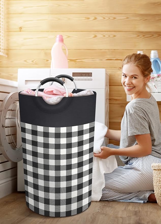 BlissTotes Laundry Basket, Laundry Hamper, Hampers for Laundry, Clothes Baskets Collapsible With Handles Waterproof For Bathroom Storage College Dorm, Family (Black, L)