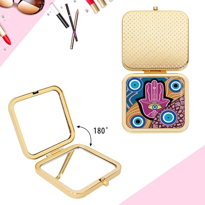 Compact Vanity Mirror for Women Men, Travel Makeup Mirror for Handbag Pocket Wallet, Portable Double-Sided Magnifying Cosmetic Mirror for Daily, Work, Business Gold