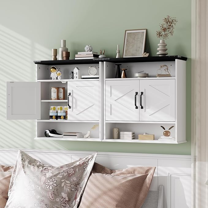 Bathroom Wall Cabinet - Medicine Cabinet with Barn Doors & Adjustable Shelf - 25x23.6x9 Inch Wall Cabinet for Bathroom, Kitchen, Laundry Room, Entryway