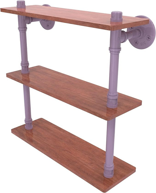 Allied Brass P-490-16-TWS-LVN Pipeline Collection 16 Inch Ironwood Triple Shelf, Lavender