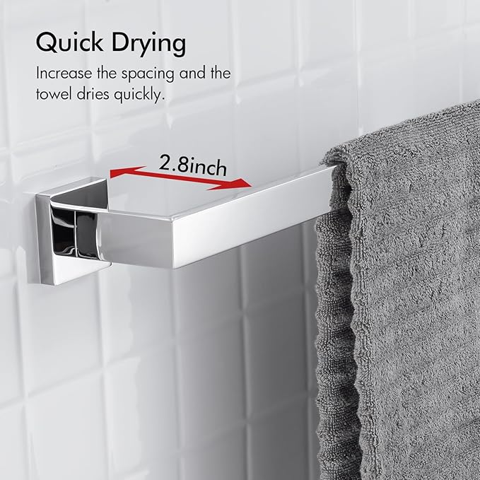 BANOLUX Towel Rack, 16-Inch Single Towel Bars for Bathroom, Towel Racks for Bathroom Wall Mounted SUS304 Stainless Steel Hand Towel Holder Heavy Duty, Chrome Towel Bar 2 Pack, A7-TB-PC-16IN-2PACK