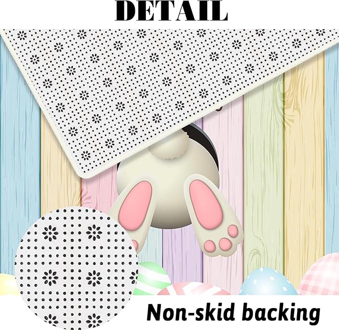 MEHOFOND 4pcs Easter Shower Curtain Sets with Non-Slip Rugs Toilet Lid Cover and Bath Mat Bunny Easter Bathroom Curtain Decor Set with 12 Hooks Waterproof Shower Curtain Set for Bathroom