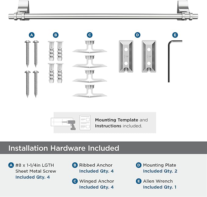 Amerock BH3605326 | Chrome Towel Bar | 18 in (457 mm) Towel Rack | Davenport | Bathroom Towel Holder | Bathroom Hardware | Bath Accessories