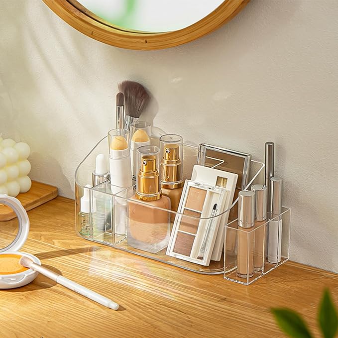 SUNFICON Makeup Organizer Holder Cosmetic Storage Box with Makeup Tray Holder Organizer Cosmetic Display Case