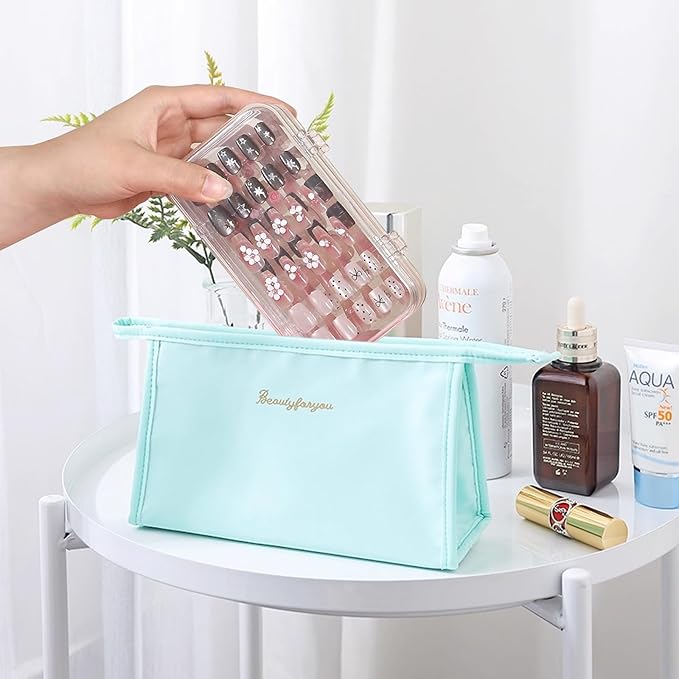 Press On Nail Organizer Case,Tri-Fold 4 Page Press On Nail Storage Box with Adhesive Double Sided Tape,PET Plastic Holder Box for Fake Nail,Nail Display Nail Salon Supplies Nail Art Business