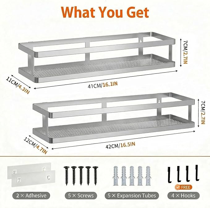 PUSDON Metal Wall Hanging Basket 2 Packs DIY Suitable for Multiple Scenes - Large Silver Grey Guardrail