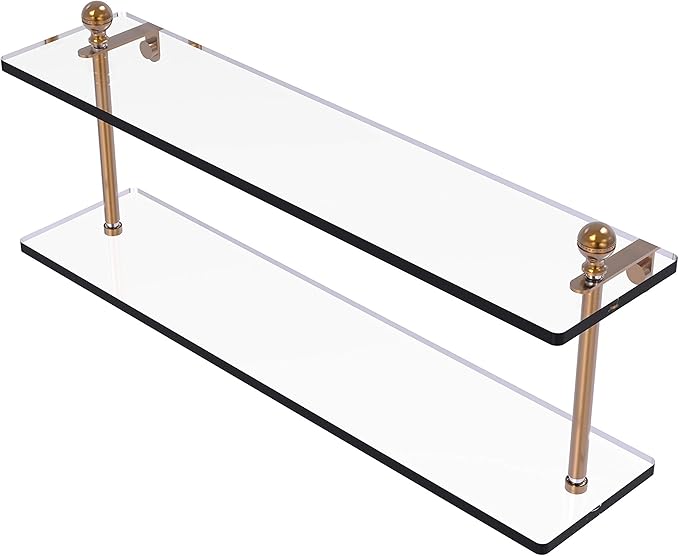 Allied Brass MA-2/22 Mambo Collection 22 Inch Two Tiered Glass Shelf, Brushed Bronze