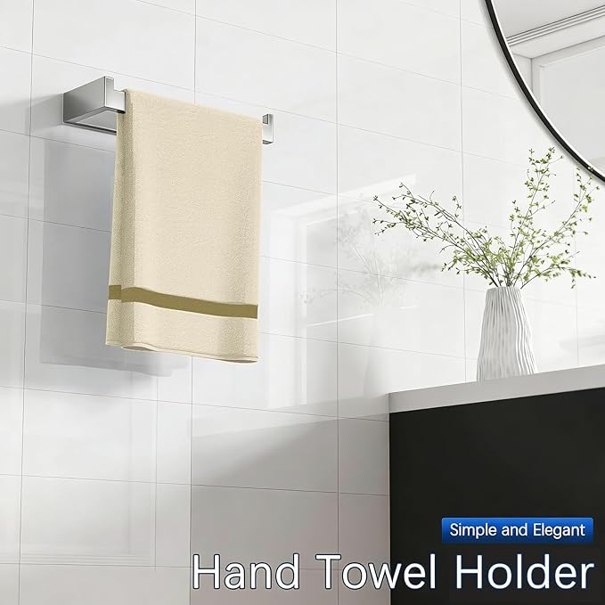 Gypie Brushed Nickel Towel Rack, Hand Towel Holder for Bathroom, Kitchen, Cabinet Wall 2 Pack, Stainless Steel