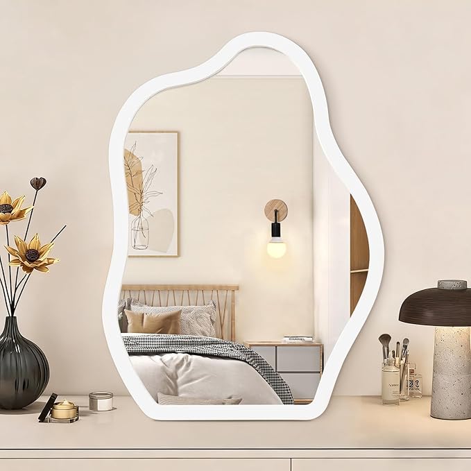 Desk Mirror Wood Framed Vanity Makeup Table Small Standing Mirrors for Bedroom Tabletop Office Antique Dresser Countertop Beauty Farmhouse Gifts 14" L x 10" W