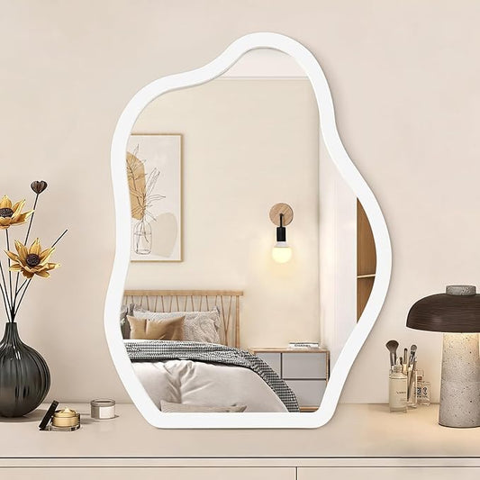 Desk Mirror Wood Framed Vanity Makeup Table Small Standing Mirrors for Bedroom Tabletop Office Antique Dresser Countertop Beauty Farmhouse Gifts 14" L x 10" W