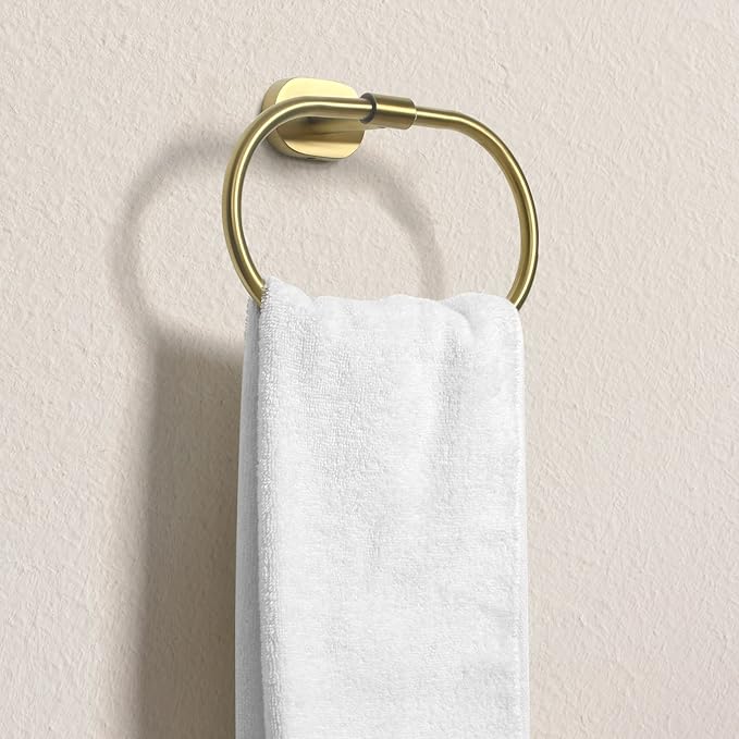 HouseAid Oval Towel Holder for Bathroom, Stainless Steel Towel Ring, Modern Bathroom Hand Towel Rack, Wall Mounted, Brushed Gold