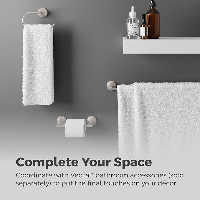Pfister Vedra Towel Hook, Bathroom Towel & Robe Hook, Wall-Mounted, Screw-in, Spot Defense Brushed Nickel Finish, BRHVED0GS