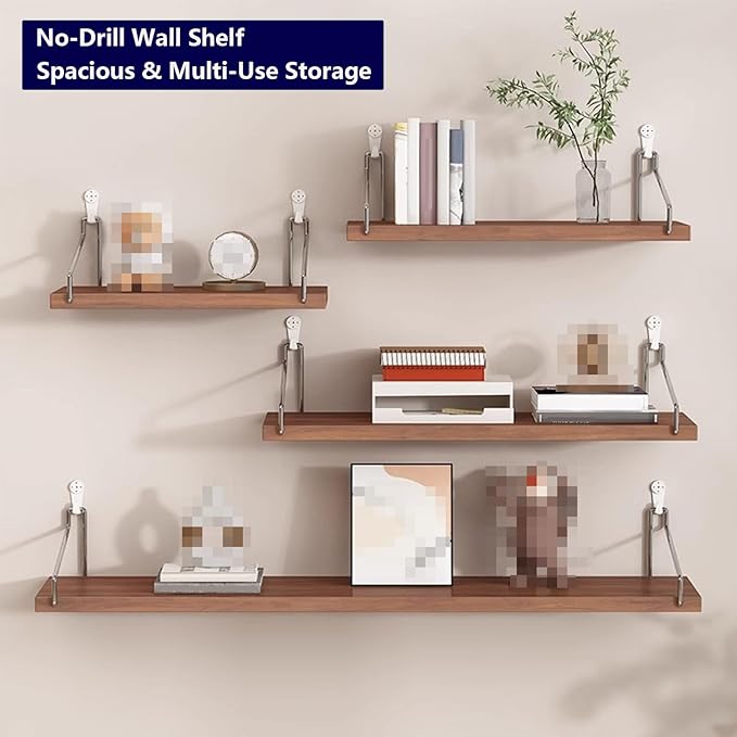 No-Drill Wall Mounted Shelf, Heavy Duty Adhesive Organizer with 15KG Load, Multi-Functional Storage Shelf for Bathroom, Kitchen, Office, Easy Install on Tile Wall(Size:30cm,Color:White Finish)