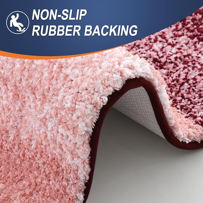 OLANLY Bathroom Rugs Mat 34x21, Extra Soft Absorbent Microfiber Bath Rugs, Rubber Backing, Quick Dry, Machine Washable Bath Mats for Bathroom Floor, Tub and Shower, Home Decor Accessories, Red