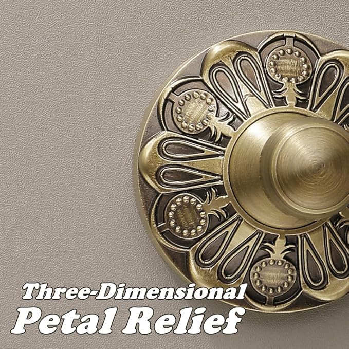 Antique Brass Double Towel Bar, 24 inch Bath Towel Holder Wall Mount, Vintage Gold Decorative Bathroom Accessories, Brass Petal-Relief Series