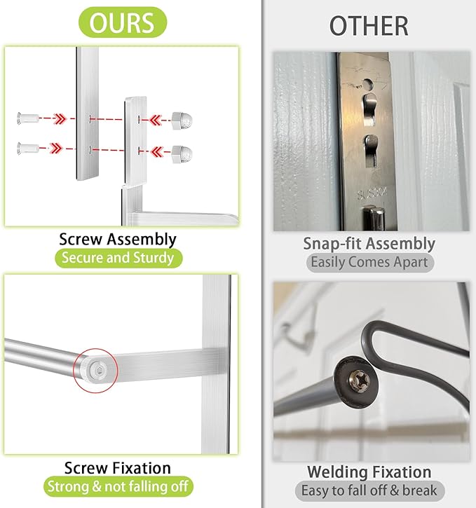 Over The Door Towel Racks for Bathroom, Over The Door Towel Rack, Towel Rack with Hooks for Door Hanging, Towel Bar Over The Door Towel Holder 16Inch, Brushed Nickel