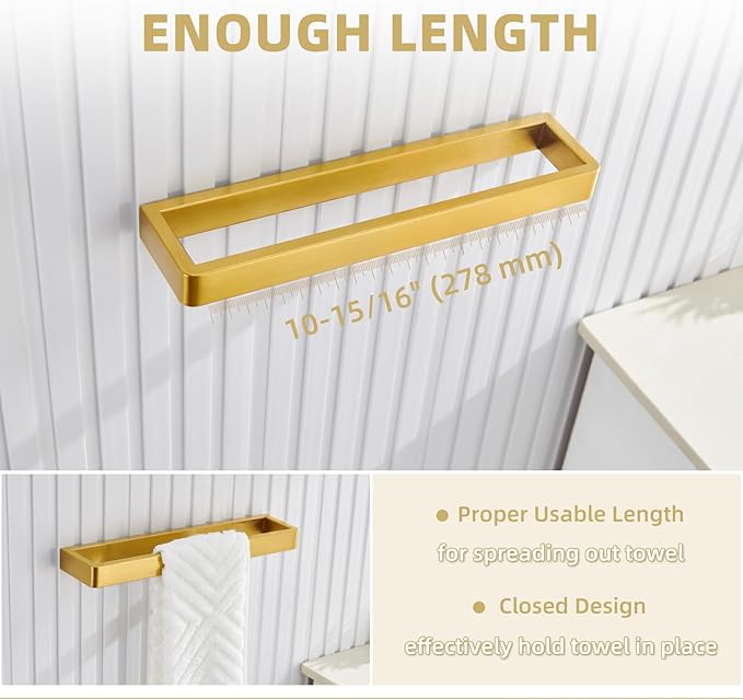 Angle Simple Bathroom Towel Holder, SUS 304 Stainless Steel Hand Towel Holder Rack, Shower Hanger Wall Mounted 11.73", Brushed Dark Gold