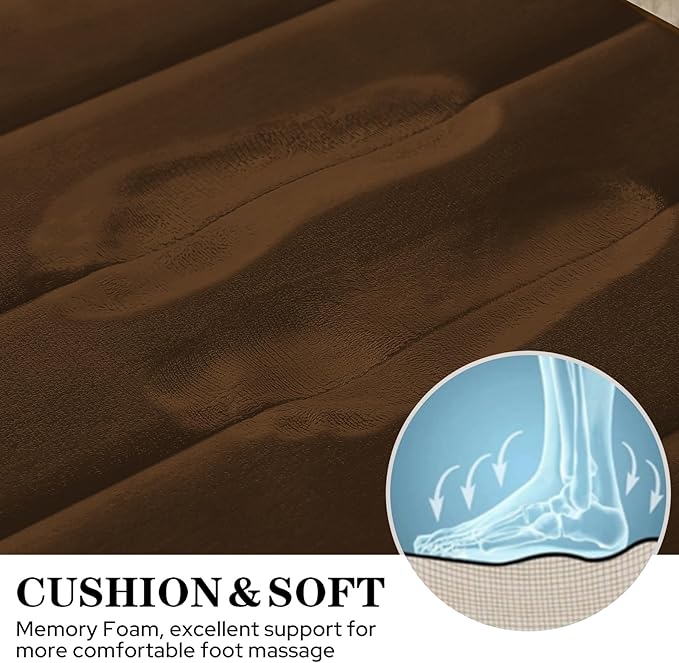BYSURE Brown Memory Foam Bathroom Rug Set 3 Piece, Non Slip Extra Soft Absorbent Bath Mats, Machine Washable & Dry Toilet Mat Sets for Bathroom Floor