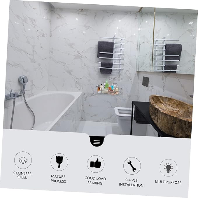 Unomor Stainless Steel Storage Mounted Bathroom Shelf Organizer Shampoo Holder Floating Shelves for Bathroom Decorations