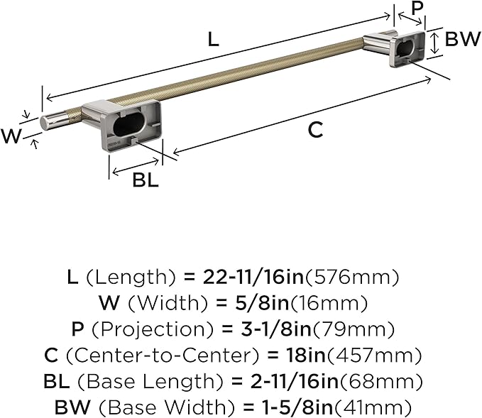 Amerock BH26614PNBBZ | Polished Nickel/Golden Champagne Towel Bar | 18 in (457 mm) Towel Rack | Esquire | Bathroom Towel Holder | Bathroom Hardware | Bath Accessories